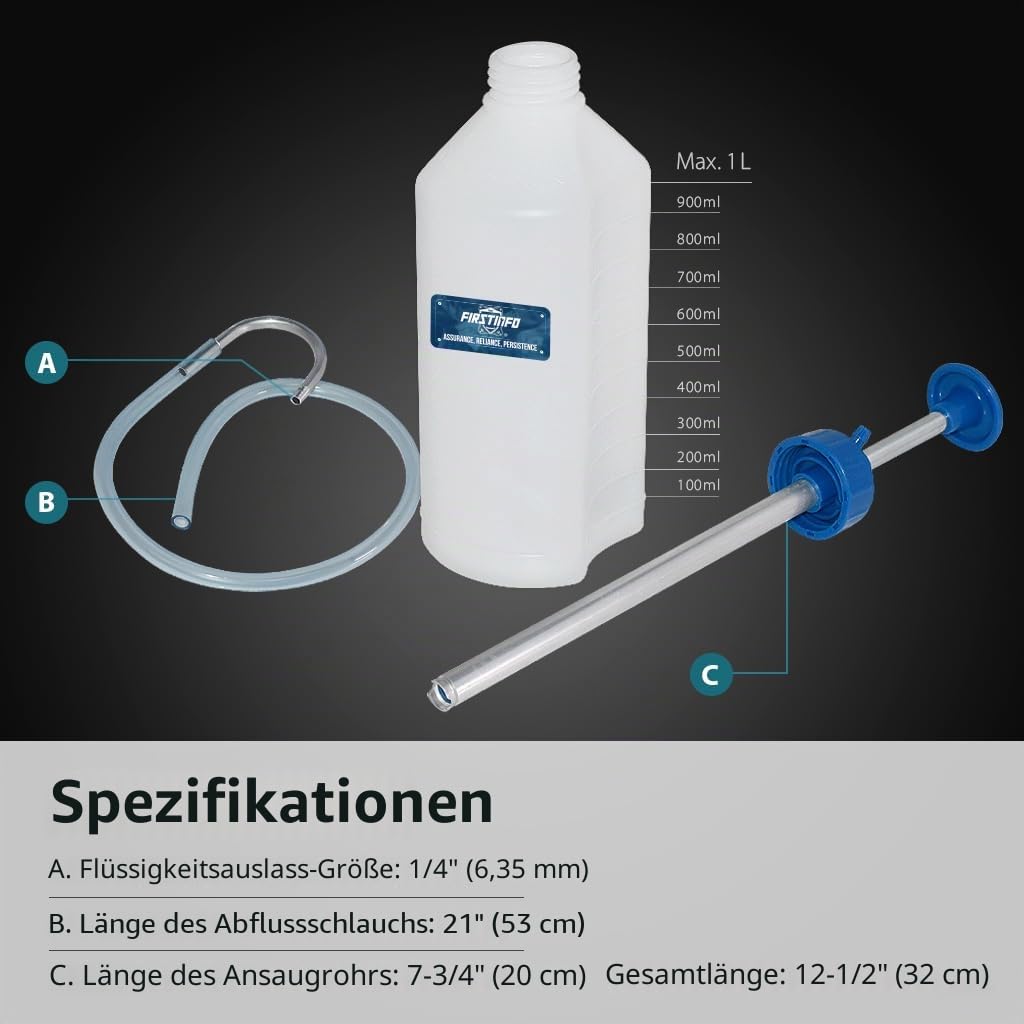 FIRSTINFO A1122 | 1L Mehrzweck-Ölpumpe – manuelle Flüssigkeitspumpe für Öl, Diesel, Schmierstoffe