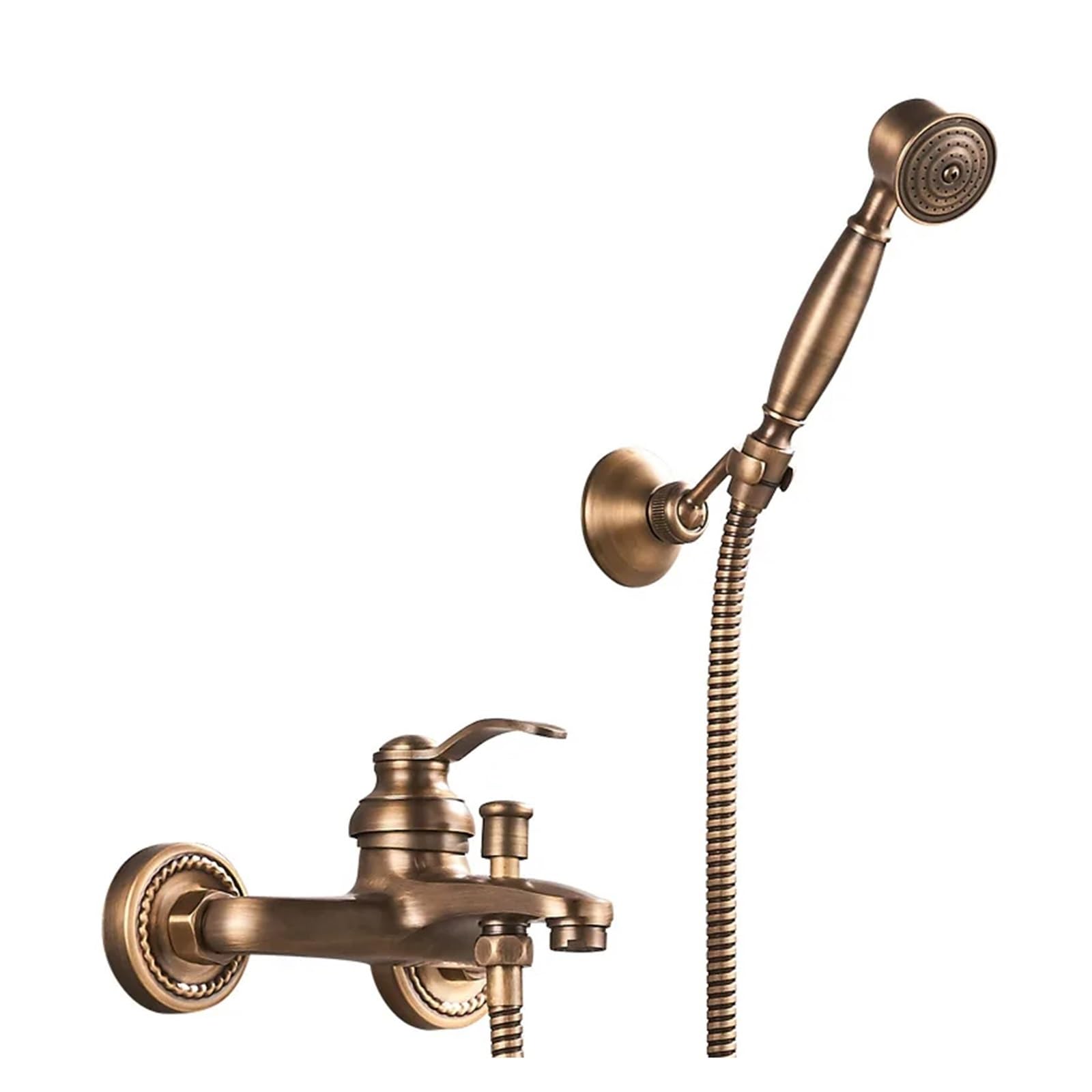Sxithgkdw Brass Faucet, Antique Retro Bathroom Shower Faucet ，Copper Shower Set， Hand Shower， Antique Bathtub Mixer Taps