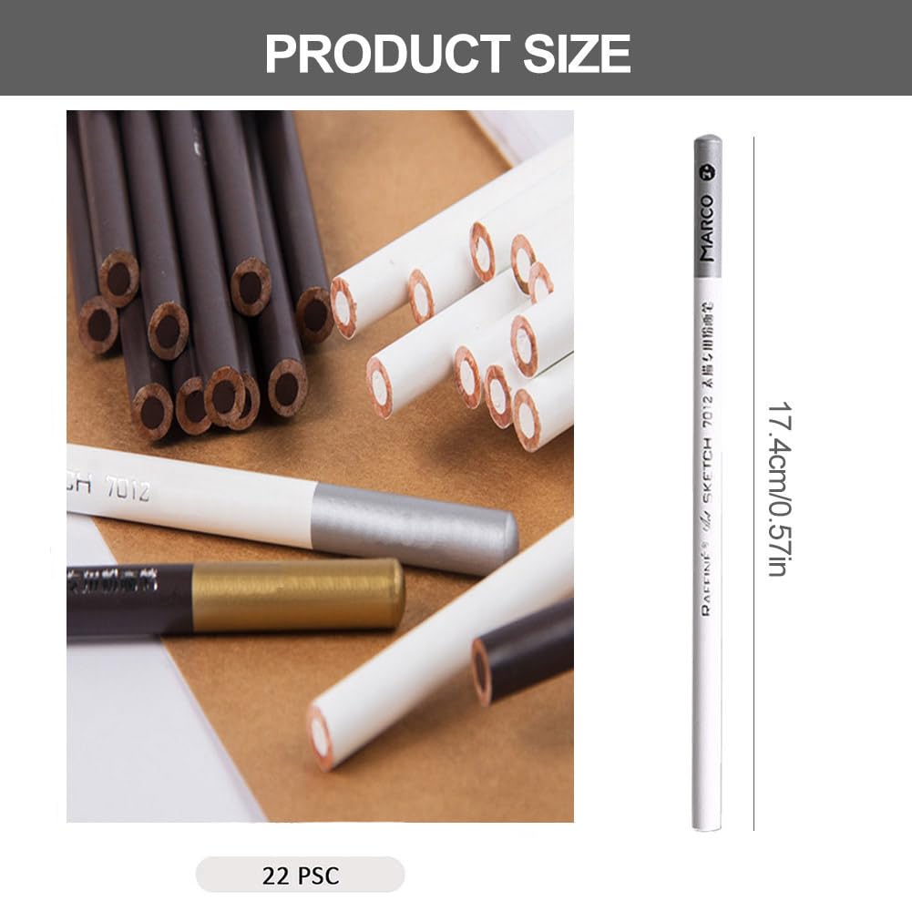 Set 3 Matite Di Carbone Bianco | Morbido/Medio/Duro | Per Schizzi E Evidenziazioni | Non Tossiche - Foto 10