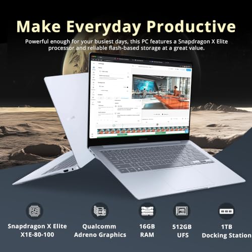 Image of SAMSUNG Galaxy Book4 Edge 14 inch 3K AMOLED AI Touchscreen Laptop, Snapdragon X Elite, 16GB RAM, 1.5TB Storage (512GB UFS+1TB Dock), Qualcomm Adreno GPU, Backlit Keyboard, Fingerprint Reader, Win 11, Blue