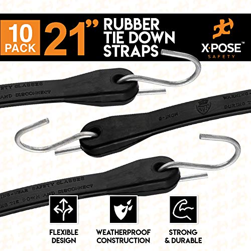 Image of 40' x 60' Multipurpose BluePoly 5 Mil Tarp with 10-Pack 21 inch (32 inch Max Stretch) Bungee Cords - Waterproof, UV Resistant, Reinforced Edges, Grommets & Durable Tie Down Straps by Xpose Safety