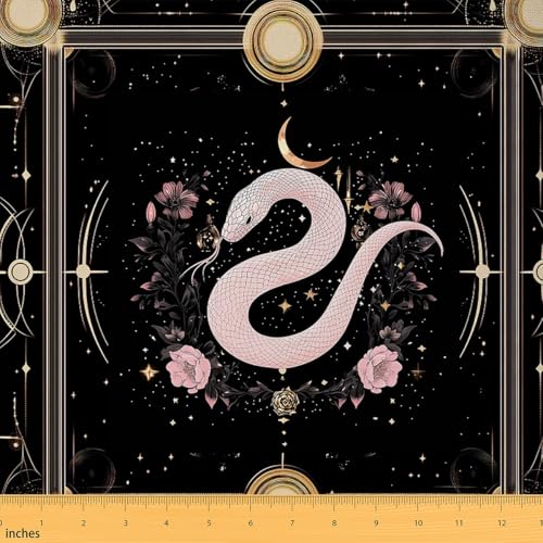 Image of Homemissing Pink Snake Fabric by The Yard 1 Yard (L92*W150cm) Kids Sun and Moon Upholstery Fabric for Chairs Boho Bohemian for Home DIY Projects, Indoor Outdoor Decor