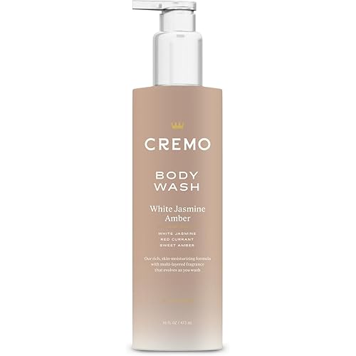 Cremo Skin Moisturizing White Jasmine Amber Women's Body Wash, Notes of White Jasmine, Red Currant, and Sweet Amber, 16 Fl Oz