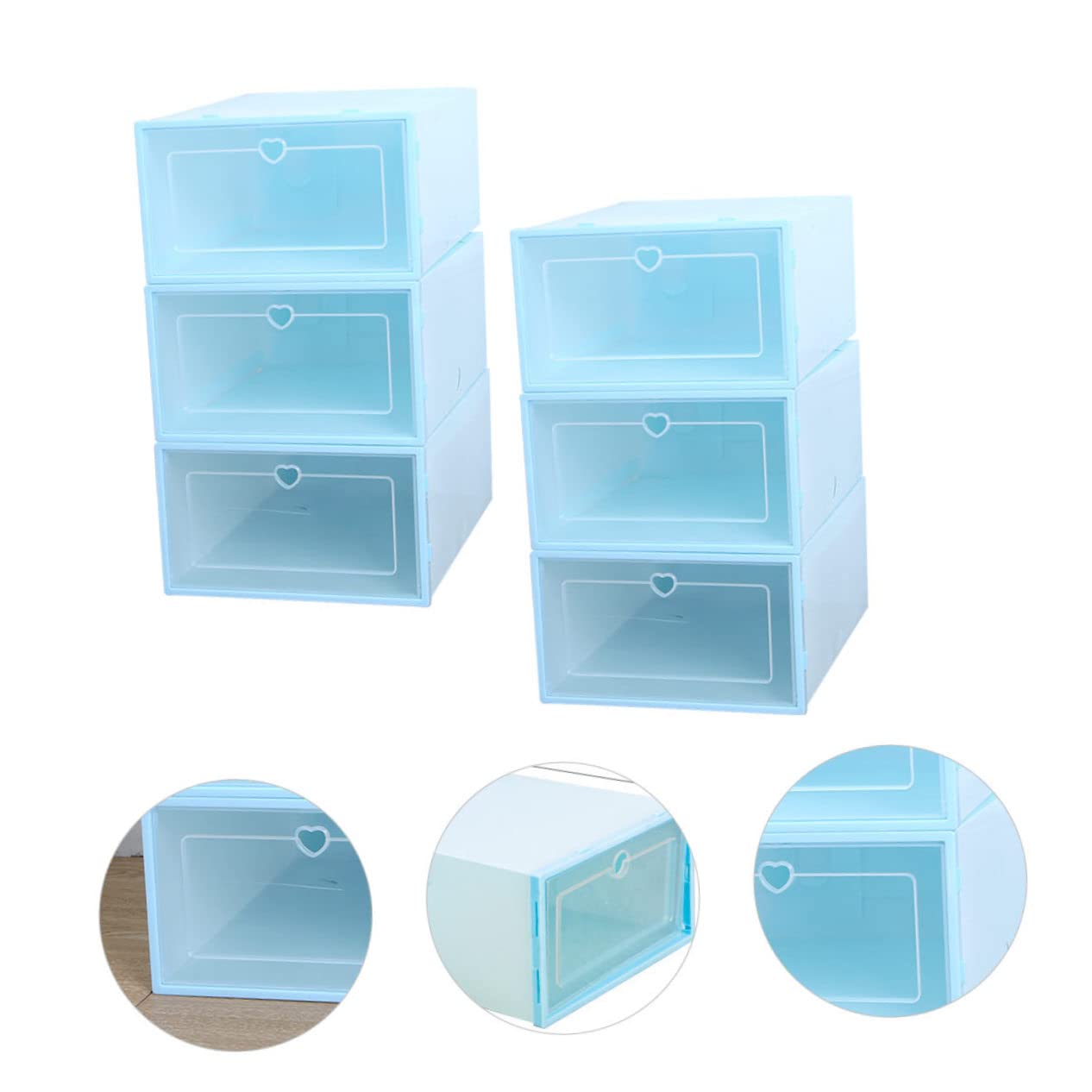 Alipis Transparenter Schuhaufbewahrungsbox 6 Stück aus Kunststoff, Blau