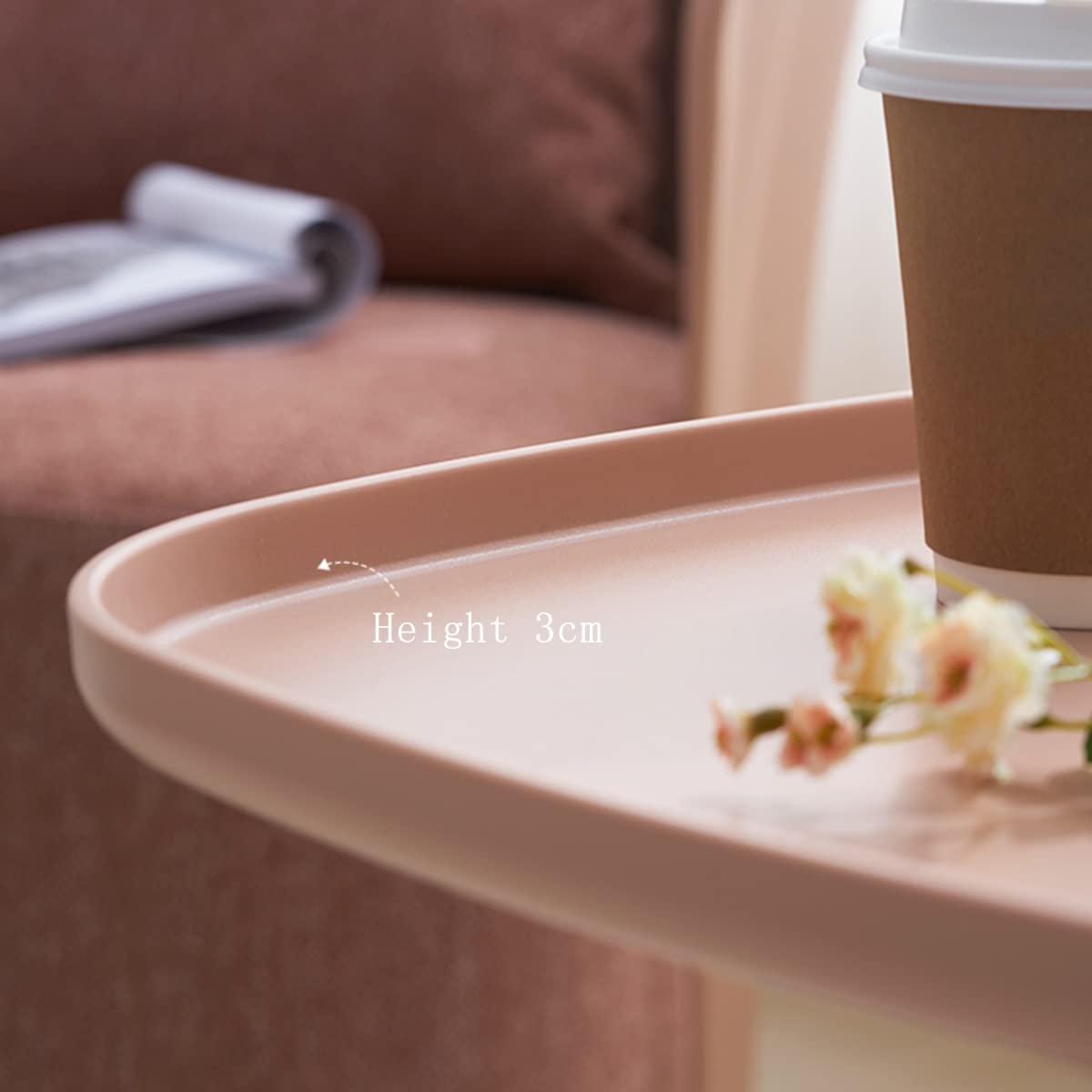Tavolino Rotondo a Incastro per caffè, in plastica PP, Moderno e Contemporaneo, Set di 2 tavolini Laterali con poggiapiedi Antiscivolo per Soggiorno, Camera da Letto, Home Office