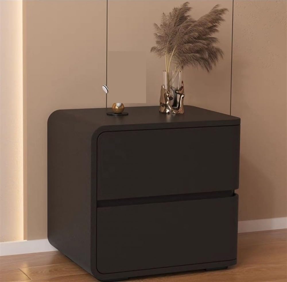 Minimalist Bedside Table Bedside Furniture, Nightstand with Microfibre Leather Wrap, Luxury Night Stand with 2 Drawer (Dark Gray, Left)