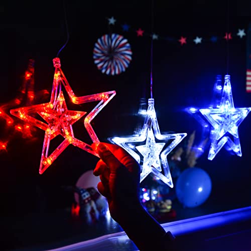 Lolstar 4Th Of July Lights, 3 Pack Red White And Blue Window Lights With Suction Cup, Timer Function Battery Operated Indoor Star Window Lights For Fourth Of July, Memorial Day, Patriotic Decoration #TOP5