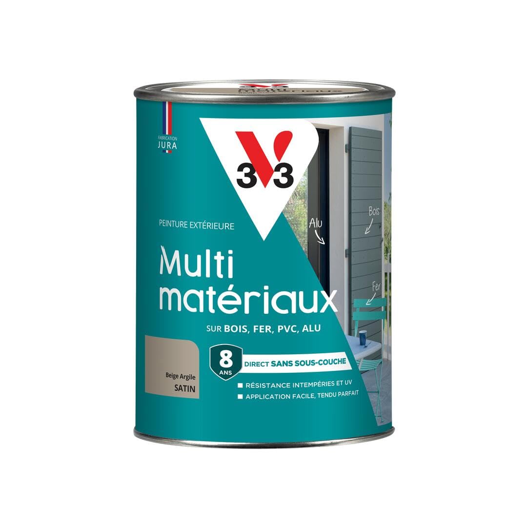V33 Peinture extérieure multi-​matériaux, Beige argile satin 1,​5L