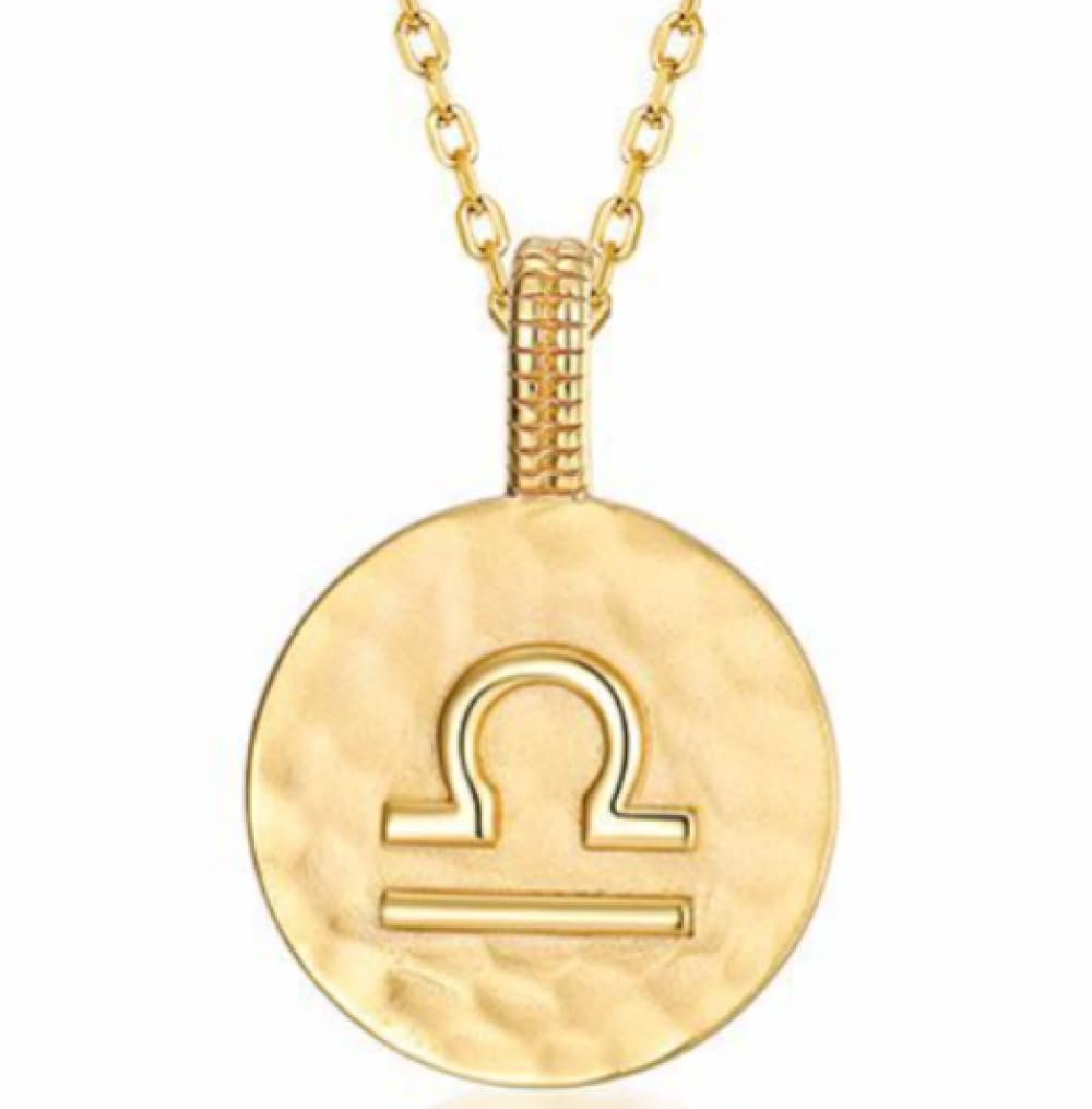 necklace Collar De Plata,Signos Del Zodiaco Símbolos De Las Señoras Colgante Redondo Dorado Gargantilla Símbolo De La Constelación Joyería Para Niñas Regalo De Cumpleaños