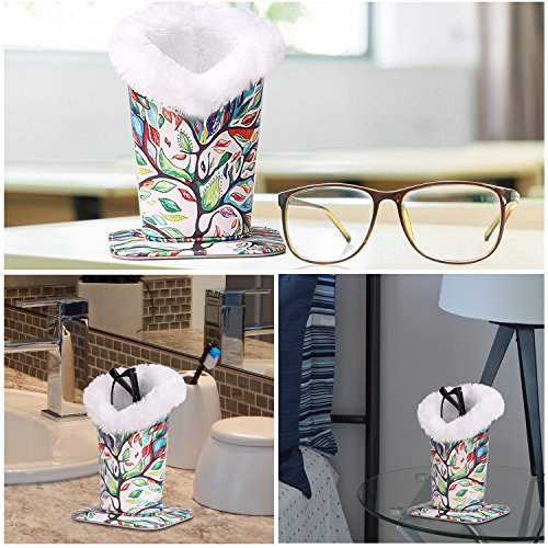 Moko Eyeglasses Holder, Modern Velvet Plush Lined Pu Leather Household Magnetic Holder Protective [Anti-Scratch] [Dustproof] Stand Case For Eyeglass And Sunglasses, Lucky Tree #TOP6
