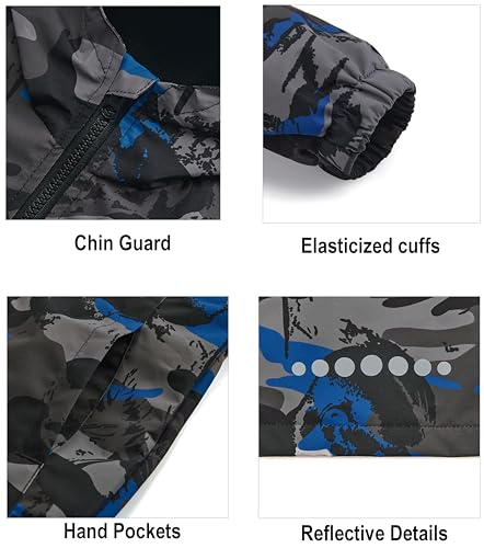 Image of Boys Girls Rain Jackets Waterproof Hooded Fleece Raincoats Lightweight Windbreakers for Kids