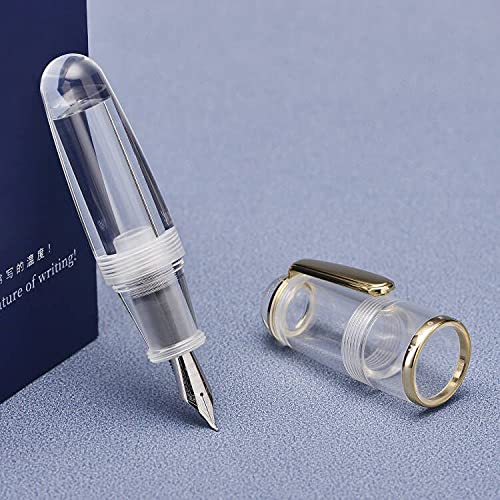Majohn Q1 Fountain Pen Bent Nib Fude Pen, Little Fat Man Transparent Eyedropper Filling Pocket Pen Large Capacity #TOP2