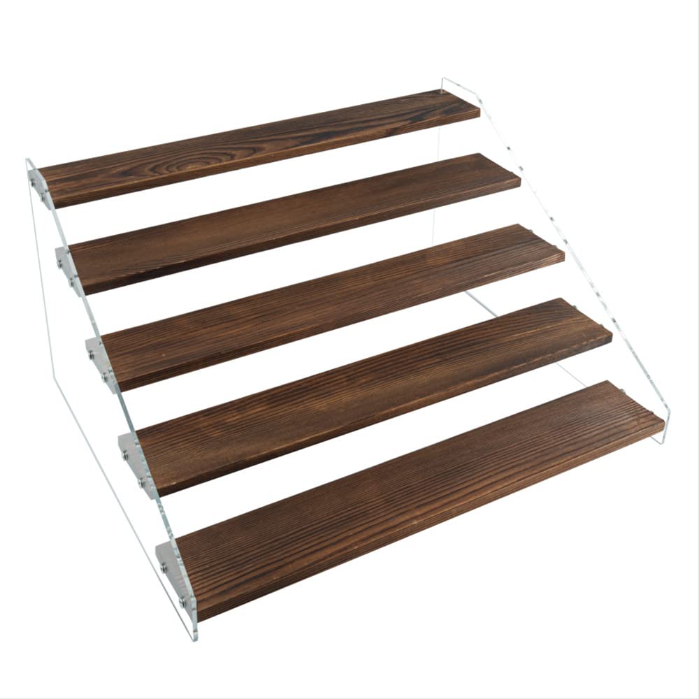 Buy PACKGILO 5 Tier Acrylic Display Stand for Figures Wooden Risers for Display Case Craft Fair