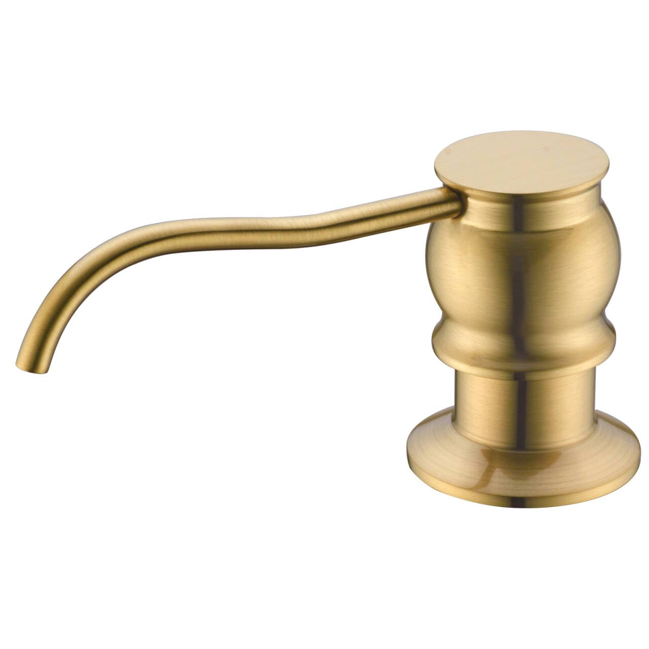 Built in Deck Mount Liquid Lotion Kitchen Countertop Metal Soap Dispenser, Brushed Gold Brass Dispenser Pump with 500ml (17oz) High Capacity Bottle