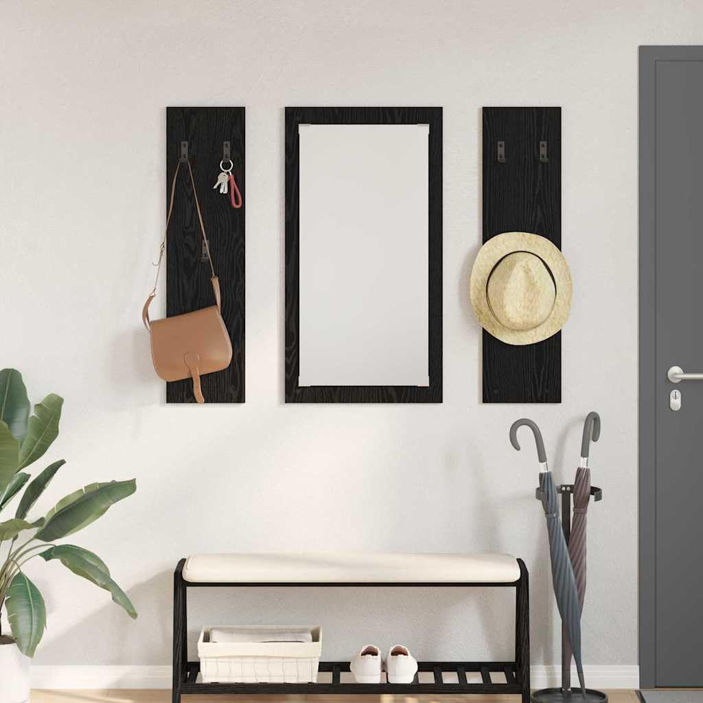 Soporte de pared para mesita de noche, color negro, aspecto de roble, material de madera, 96 x 90 x 1,5 cm, estantería de pared, estante flotante para pared, espacio de almacenamiento estable