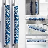 Volecy Refrigerator Handle Covers, Set of 6, Washable Velvet Appliance Door Handle Covers, Adjustable Handle Protectors, Kitchen Decor Keep Clean for Fridge Oven Stove Microwave Dishwasher(Navy Blue)