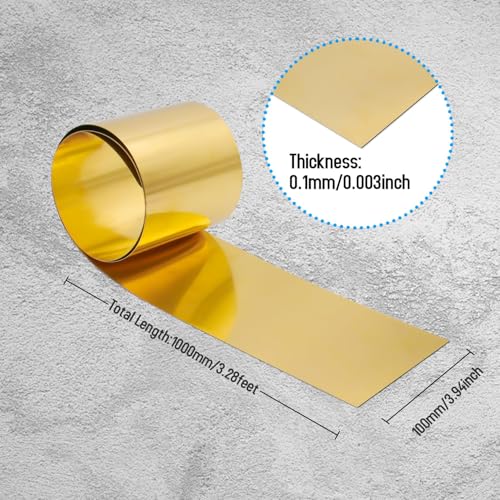 Messingblech Rolle 1000×100×0.1mm,Messingband zum Basteln & Modellbau,für DIY,Schmuck,Gravur,Stanzarbeiten & Reparaturen