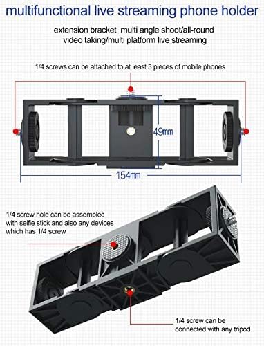 YouTubeビデオまたはライブストリーミング用の複数の電話ブラケットセット スマートフォン、リングライト、マイクを三脚、一脚、自撮