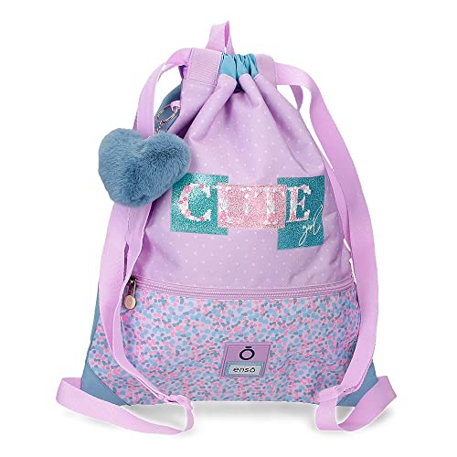 Enso Cute girl Mochila Saco Con Cremallera Morado 35x46 cms Poliéster