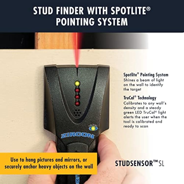 Zircon Stud Sensor SL ، Metal and Wood Stud Finder ، Edge Finding Wall Scanner ، 3/4-Inch Depth with SpotLite Pointing System