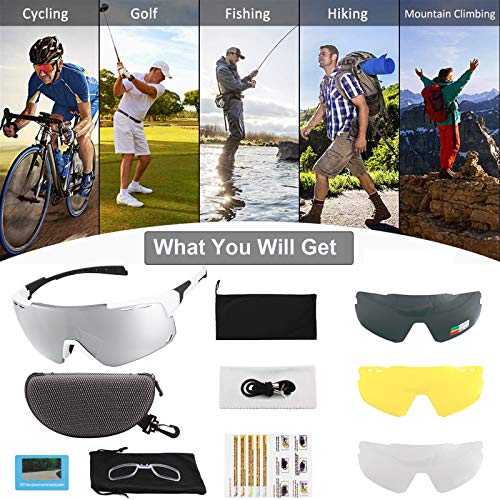 Foto von VILISUN Radsportbrillen Polarisierte Sportbrillen Fahrradbrille UV400 Schutz mit 4 Wechselgläser Radbrillen Damen Herren, für Outdoor-Sport Radfahren Motorradfahren Laufen Angeln Golf