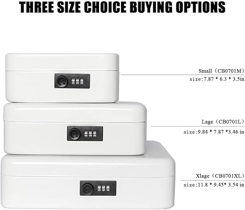 Miniatura 6 de Jssmst - Caja fuerte grande con cerradura con combinación, metálica y duradera, con bandeja para dinero en efectivo, color rosado, (9.8 x 7.9 x 3.5