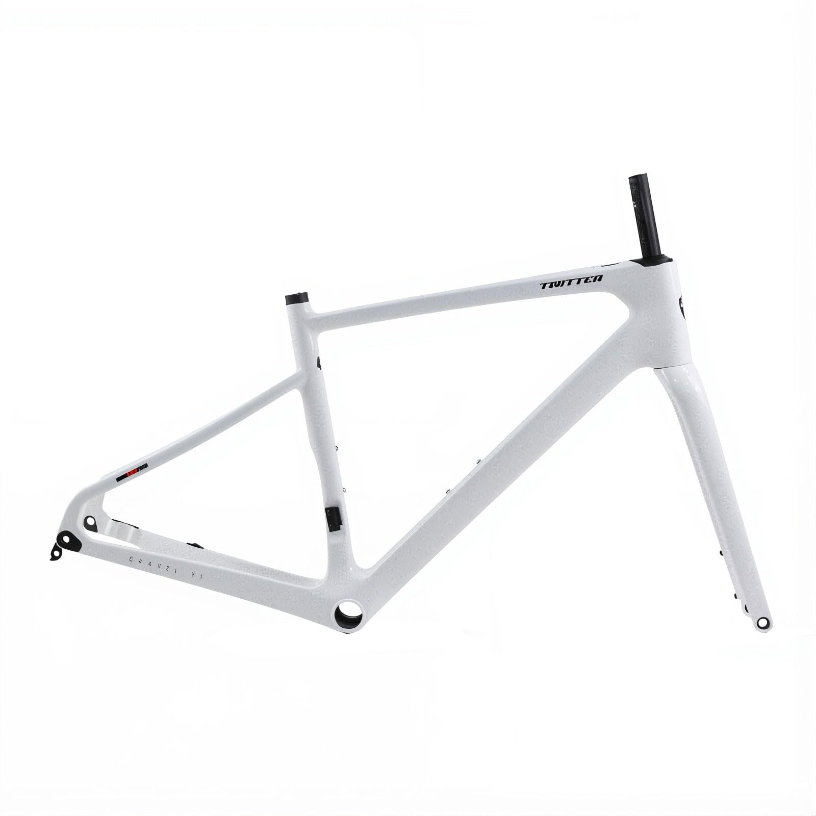 TUJISEK 700C Carbon Fiber Gravel Bike Frameset 45/48/51/54CM Road Bike Framesets with Fork Disc Brake Bike Frame F12*100MM R12*142MM Thru-Axle Internal Routing(White,48cm)