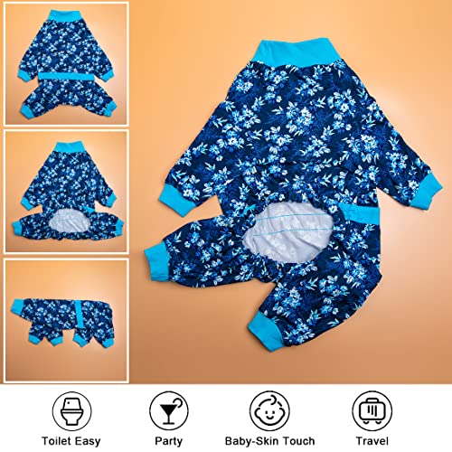 Lovinpet Dogs Jumpsuit, Post Operative Dog Jumpsuit, Reflective Strap Full Coverage Anti Licking Dog Onesie, Lightweight Back Blooming Branches Navy Prints Pajamas For Big Dogs Xxl #TOP3