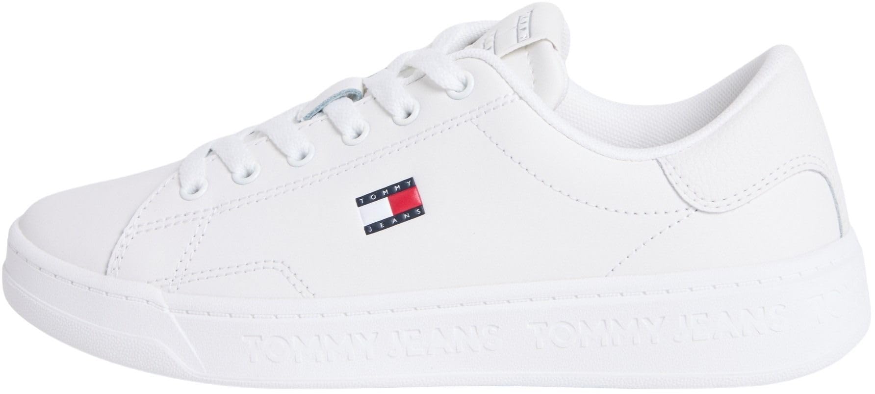 Tommy Jeans Women's Tjw Script Cupsole EN0EN02960 Low Top, White (Ecru), 4 UK