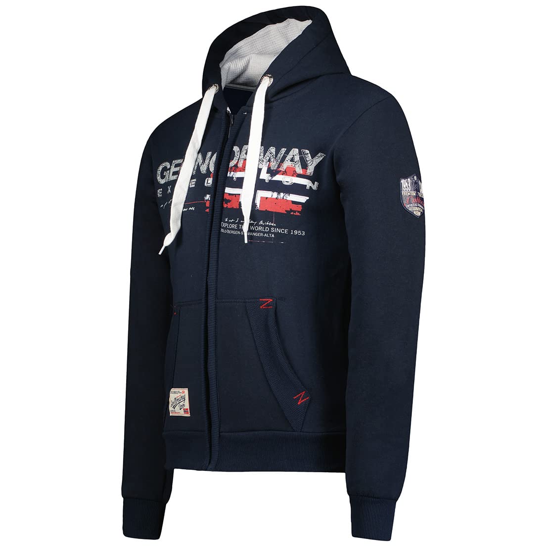Geo Norway GISLAND Men - Męska bluza z kapturem kangurka z kieszenią - Męska bluza z kapturem z kapturem - Bluza z kapturem Ciepła bluza z długim rękawem - Regularna sportowa bluza z kapturem