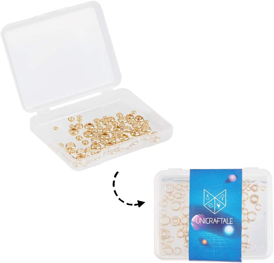 UNICRAFTALE 5 Sizes Golden Spacer Beads 100pcs 3-6mm Rondelle Stainless Steel Loose Beads Smooth Surface Beads for DIY Bracelet Necklace Jewelry Making - Image 8