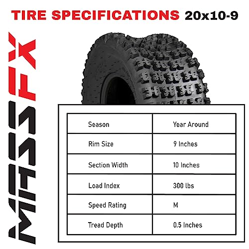 Massfx © Rear Tire Set (2X) 4Ply 20X10-9 Atv Tires 20 10 9 20X10X9 Pair #TOP3