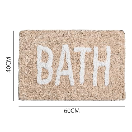 Image of Bathmat 1200 GSM Microfiber Machine Washable and Quick Dry Bathroom Mats for Bathroom /Kitchen /Livin Room /Home /Office /Entrance (38cm x 58cm, Pack of 1) Cream