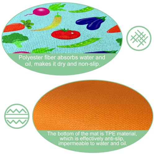 Alfombrillas de cocina absorbentes lavables con tomates y berenjenas 6