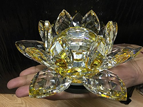 Value for Money Products - Adorno de flor de loto de cristal extra grande para decoración del hogar, regalo de cumpleaños o boda, cristal, Amarillo
