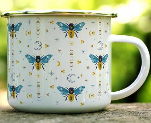 Taza Camping Esmaltada Loftipop Patrón Abeja Celestial 16oz miniatura 2