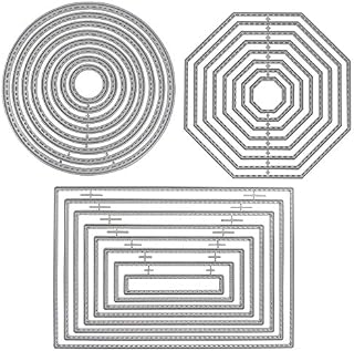 SourceTon 3 Different Shapes of Cutting Dies Stencil Metal Template Molds (Rectangle, Circle & Octagon) for Scrapbook, Album Paper DIY Crafts & Card Making