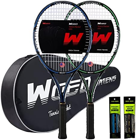 WOED BATENS Adult 2 Player Tennis Racket Perfect for Beginner and Professional Players, 27” Speed Tennis Racquet Include 2 Overgrips, Tennis Bag, 2 Vibration Dampes, 2 Covers