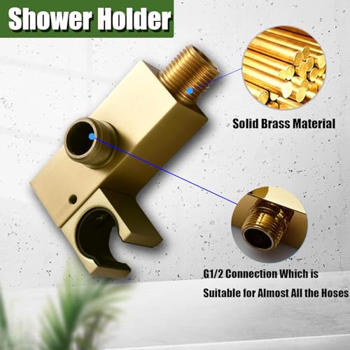 Regadera de mano para baño, cabezal de ducha en latón con manguera larga, ducha dorada con rociador portátil y soporte de montaje en pared, BELLEARLY miniatura 4