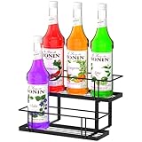 Alyoen Kaffeesirup-Organizer, Weinregal, 2-stöckiges modernes schwarzes Weine Flaschenregal für Sirup, Weine, Gewürze, Flaschen,Kaffeesirup-Flaschenregal, Gewürzregal, geeignet für Arbeitsplatten, Küc