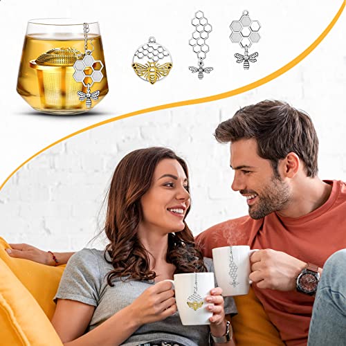 Tea Infusers For Loose Tea 3 Sets Loose Leaf Tea Steeper Tea Strainer Stainless Steel Tea Ball For Loose Tea Holder Tea Mesh Strainer Tea Filters With Drip Trays And Pendant (Bee Style) #TOP5