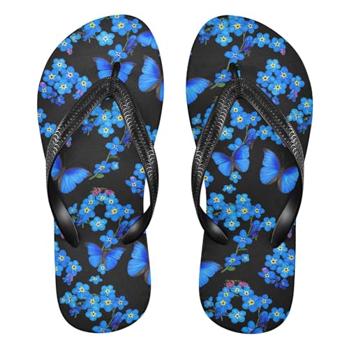 Burbuja Blue Butterflies Flip Flops for Women Men, Soft Thong Sandals Rubber Slippers for Pool Beach Essentials