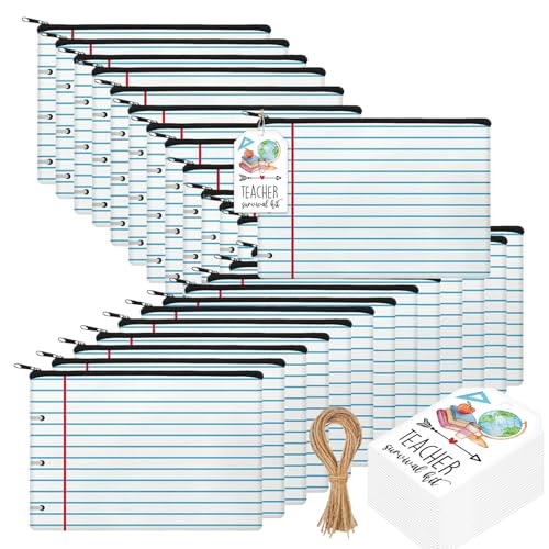 30 Set Teacher Survival Kit Supplies Includ Makeup Bag Card and Hemp Rope Appreciation Gifts for Teachers Day Valentines Day Back to School and First Day of School