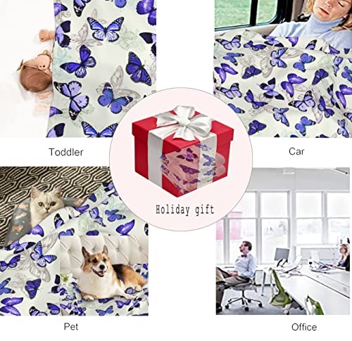 Butterflies Throw Blanket Lightweight Warm Flannel Fleece Blankets Cozy Soft Air Conditioning Blanket Gift For Women Men Girls Boys 60"X50" #TOP5