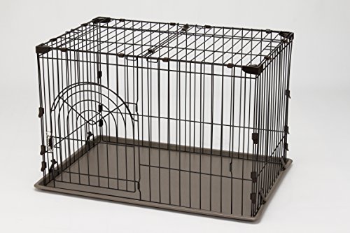 Iris Usa Medium Deluxe Wire Dog Crate, Easy Assembly Wire Animal Cage With Top Access And Front Door With Pin Lock And Non-Skid Rubber Feet, Brown #TOP4