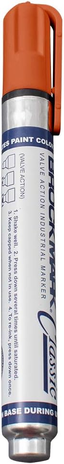 12 Pc Set Orange Brockmark Classic Industrial Paint Markers Permanent Pen Metal Glass Rubber Wood for Auto Construction Arts Warehouse