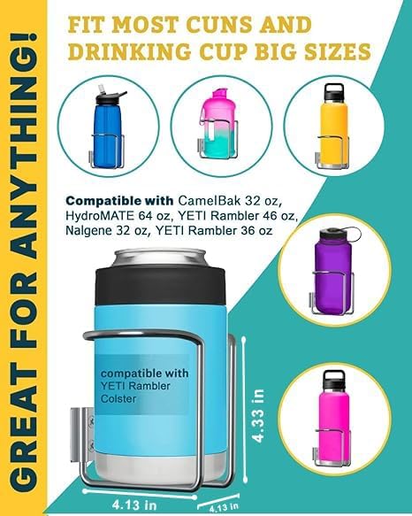 Skywin Large Cup, Water Bottle & Tumbler Holder Organizer (Screw Mount)- 2 Pack – Heavy-Duty Stainless Steel Drink Holder for Boats, Trucks, Cars, RVs & Yachts, Fits Large Tumblers, Bottles & Cans - Image 2