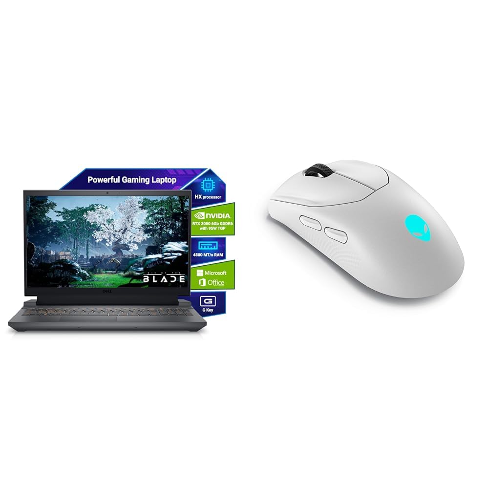 Dell G15-5530 Gaming Laptop, Intel Core i5-13450HX, 16GB DDR5, 512GB,NVIDIA RTX 3050,6GB GDDR6, 15.6″ FHD, Backlit KB Orange + Dell AW Tri-Mode Wired/WL Gaming Mouse|AW720M-Lunar Light