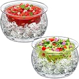 Amazing Abby - Ice Bed - Acrylic Chilled Dip Server Bowl with Ice Chamber (2-Pack), Clear Plastic Iced Serving Bowl, Keeping Dips and Condiments Cold and Fresh for Party, Picnic, Outdoor Dining