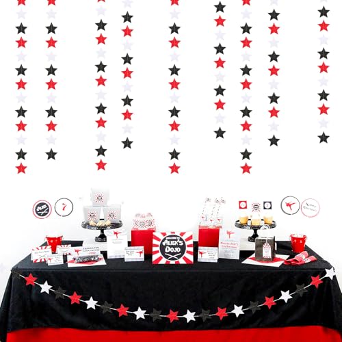 Image of Black White-Red Birthday Party-Decorations Garland - 62FT Twinkle Little Star Graduation Hanging Streamers Banner,Wedding Baby Shower Backdrop, Vampire Classroom Decor Supplies Hugtmr